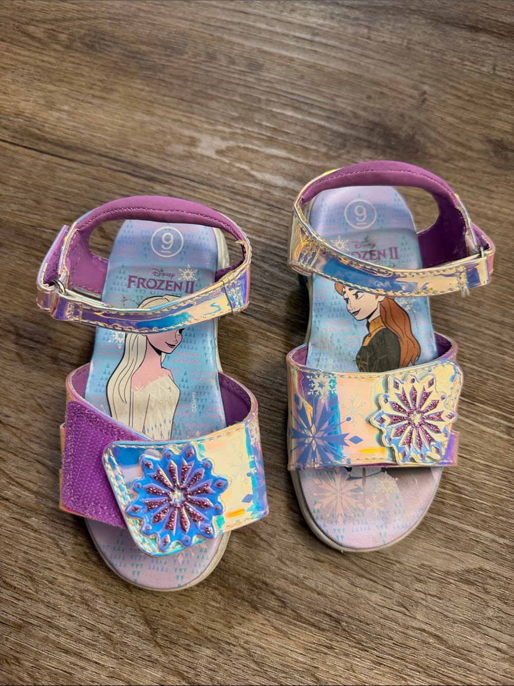 Disney Frozen II Girls Iridescent Purple and Blue Sandals
